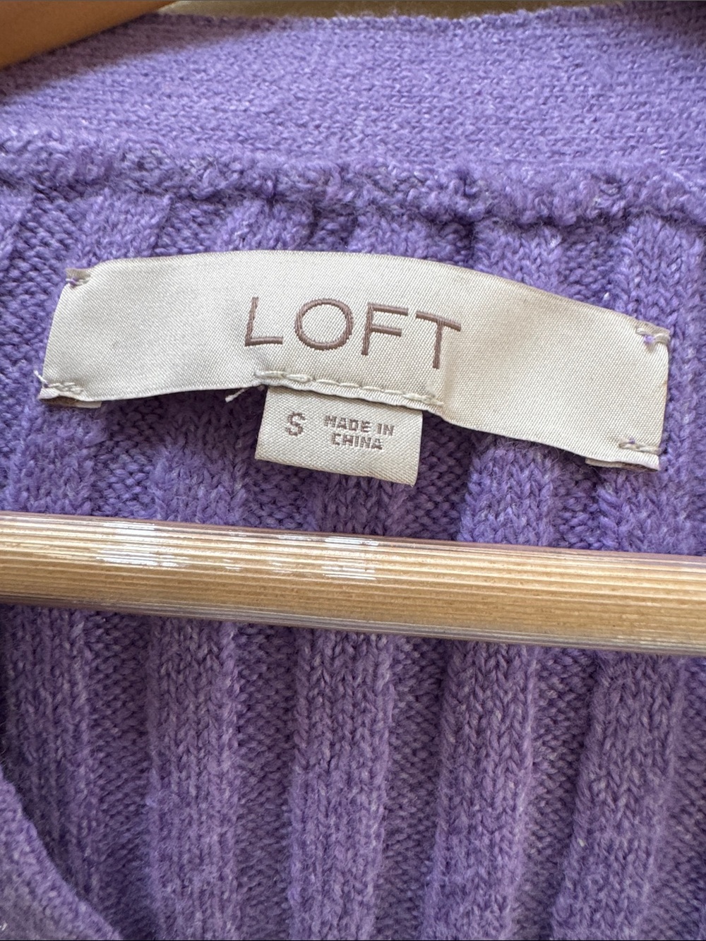 LOFT Lavender Ribbed Button-Front Cardigan - Picture 3 of 4